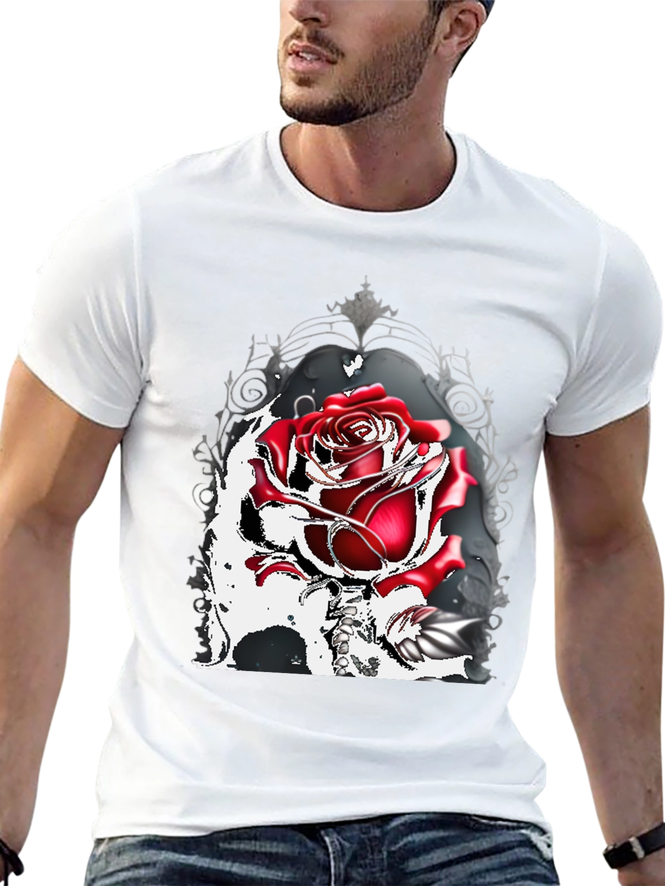 Gothic Rose T-Shirt: Dark Romance Style
