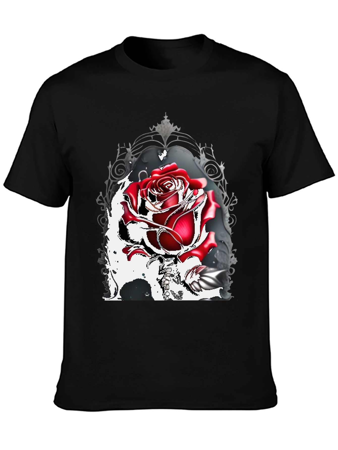 Gothic Rose T-Shirt: Dark Romance Style