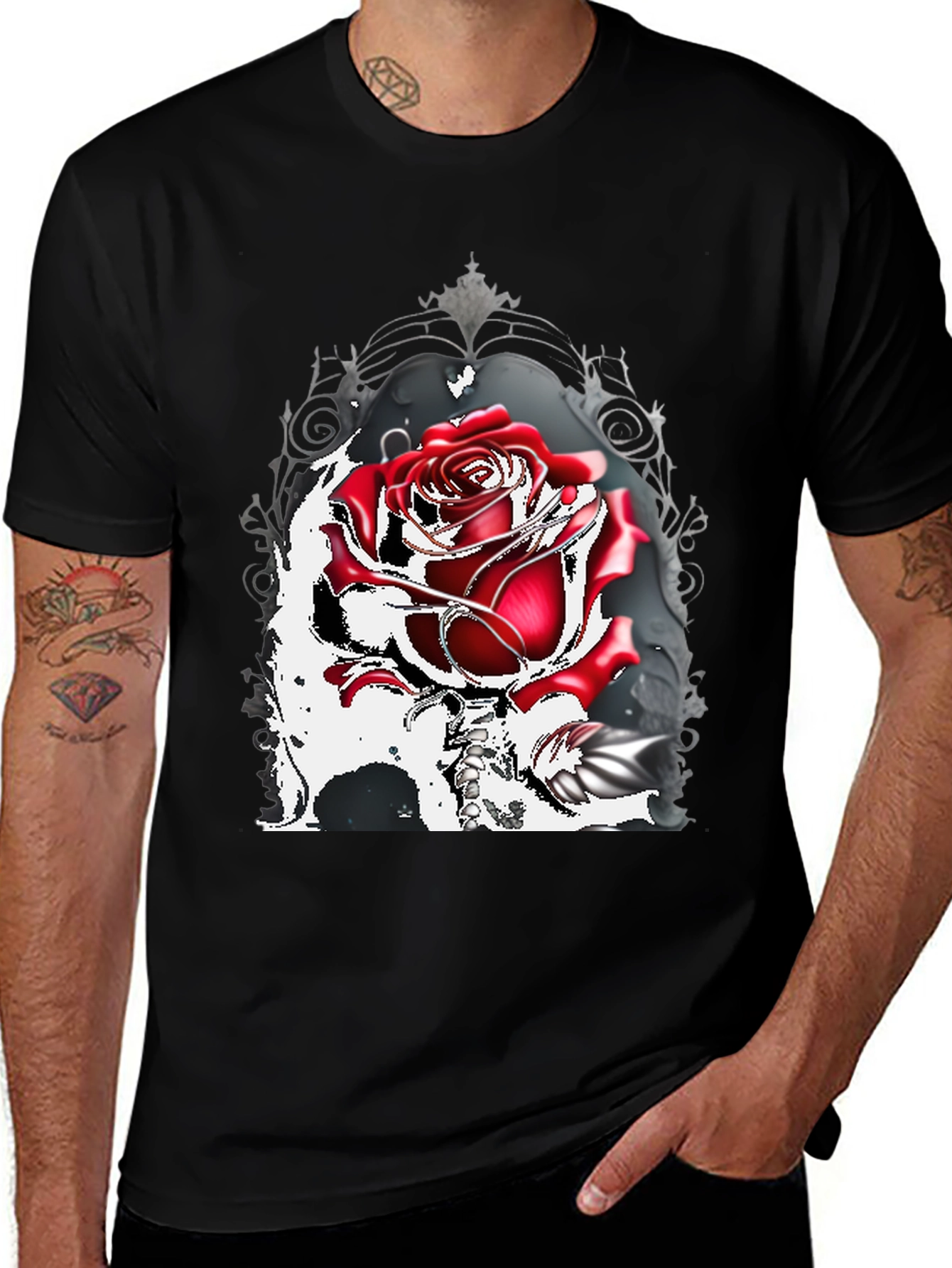 Gothic Rose T-Shirt: Dark Romance Style