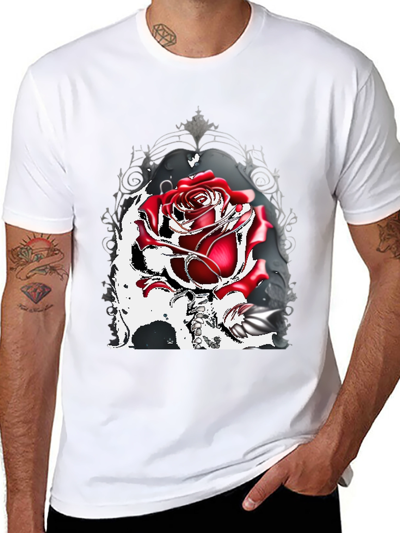 Gothic Rose T-Shirt: Dark Romance Style