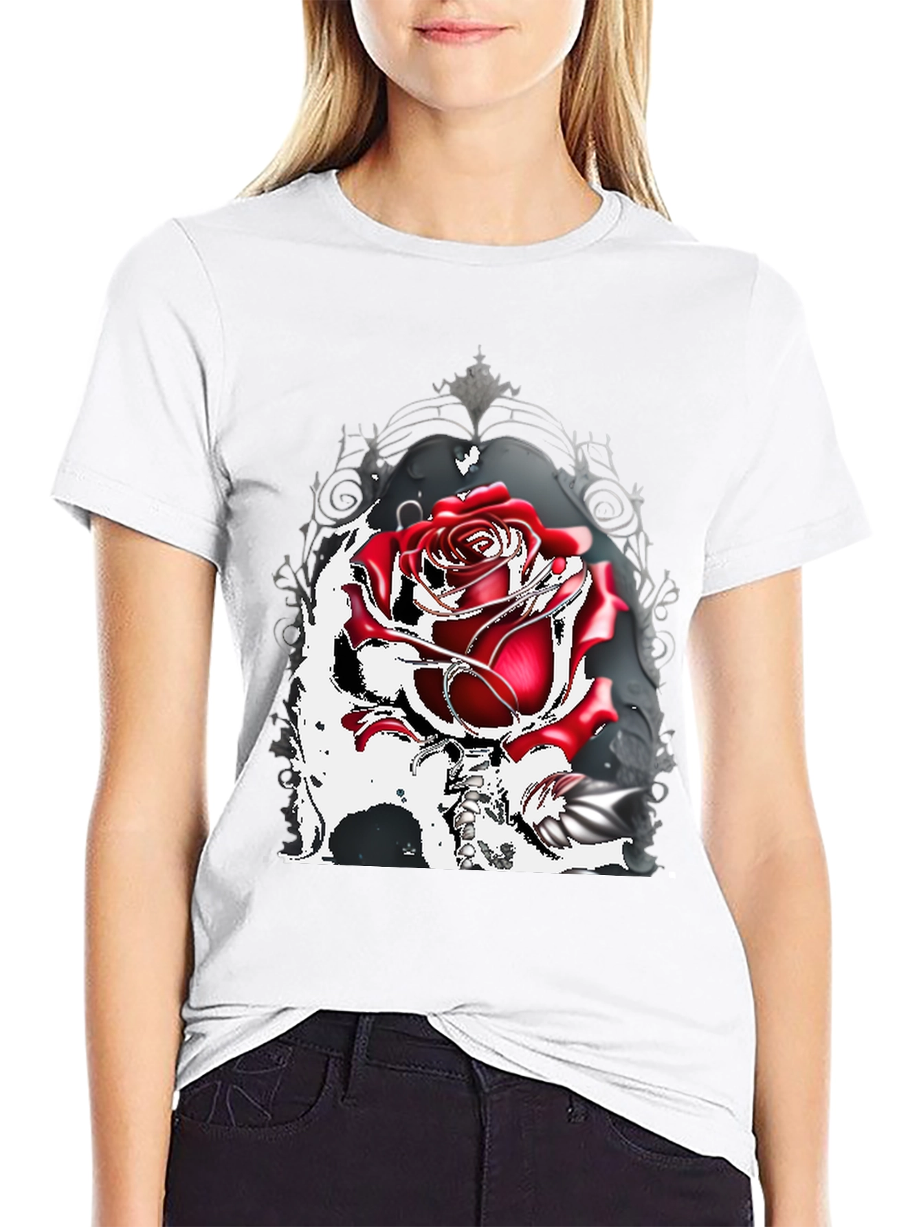 Gothic Rose T-Shirt: Dark Romance Style