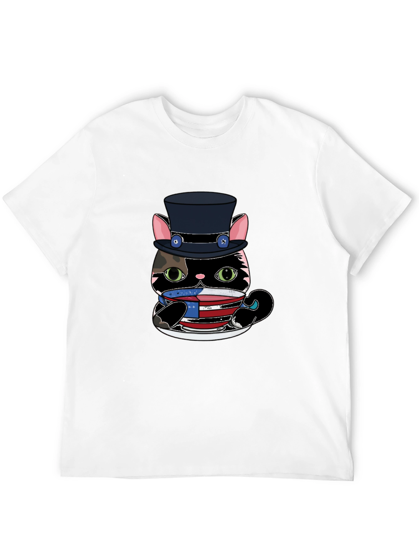 Top Hat Cat T-Shirt - USA Patriotic Design