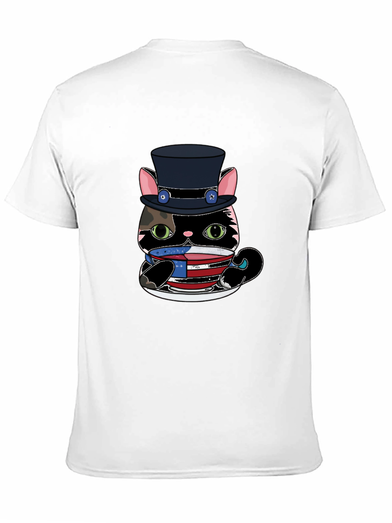Top Hat Cat T-Shirt - USA Patriotic Design