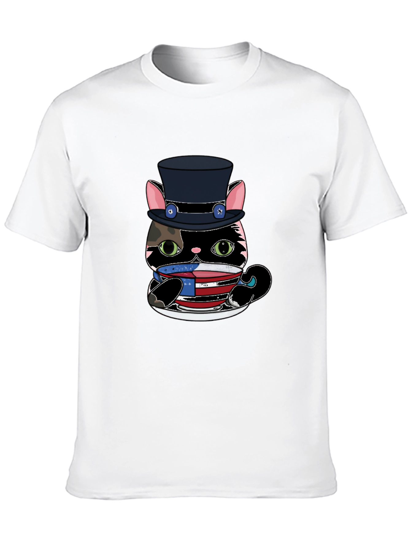 Top Hat Cat T-Shirt - USA Patriotic Design