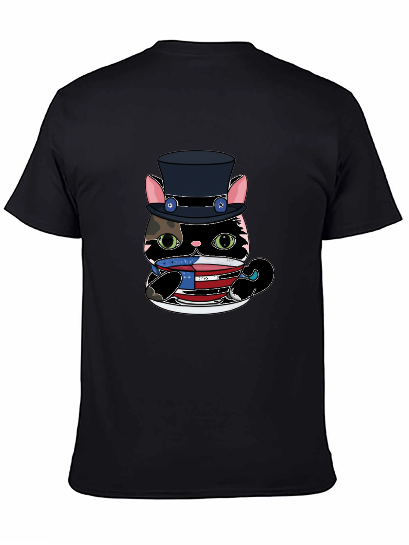 Top Hat Cat T-Shirt - USA Patriotic Design