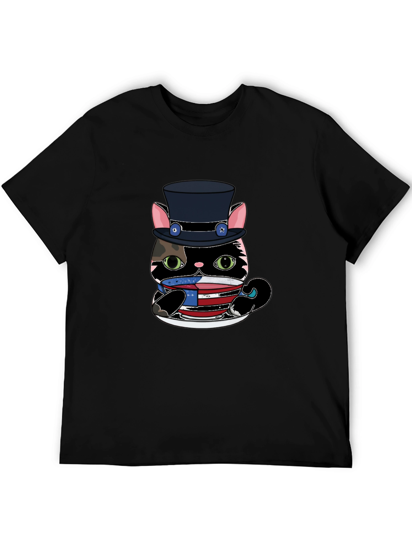 Top Hat Cat T-Shirt - USA Patriotic Design