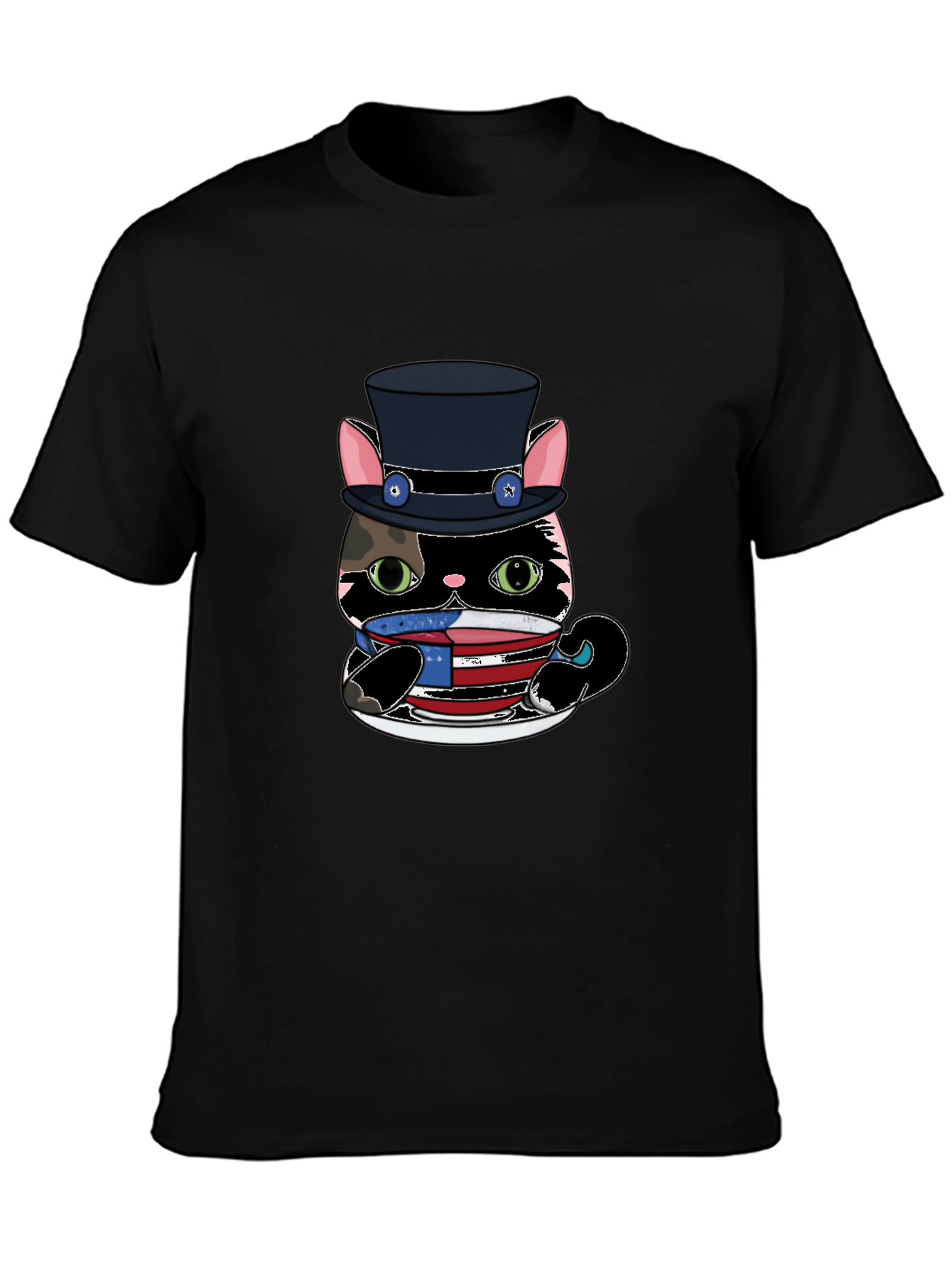 Top Hat Cat T-Shirt - USA Patriotic Design