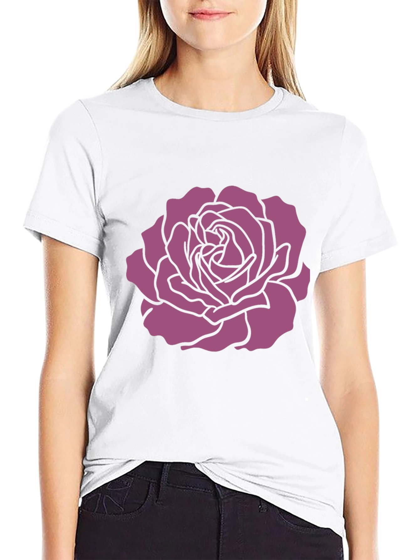 Rose Graphic Tee - Stylish Black T-Shirt