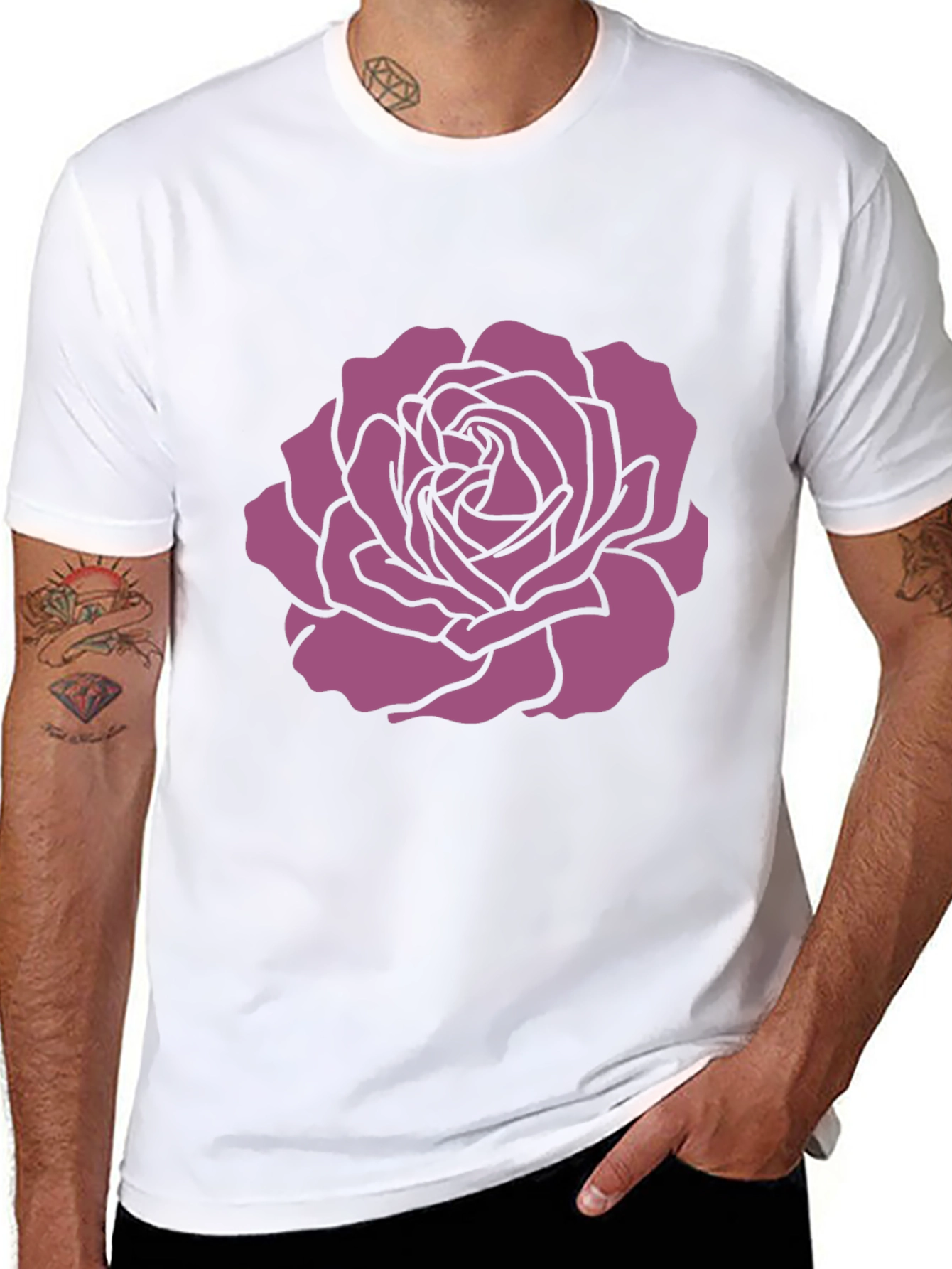 Rose Graphic Tee - Stylish Black T-Shirt