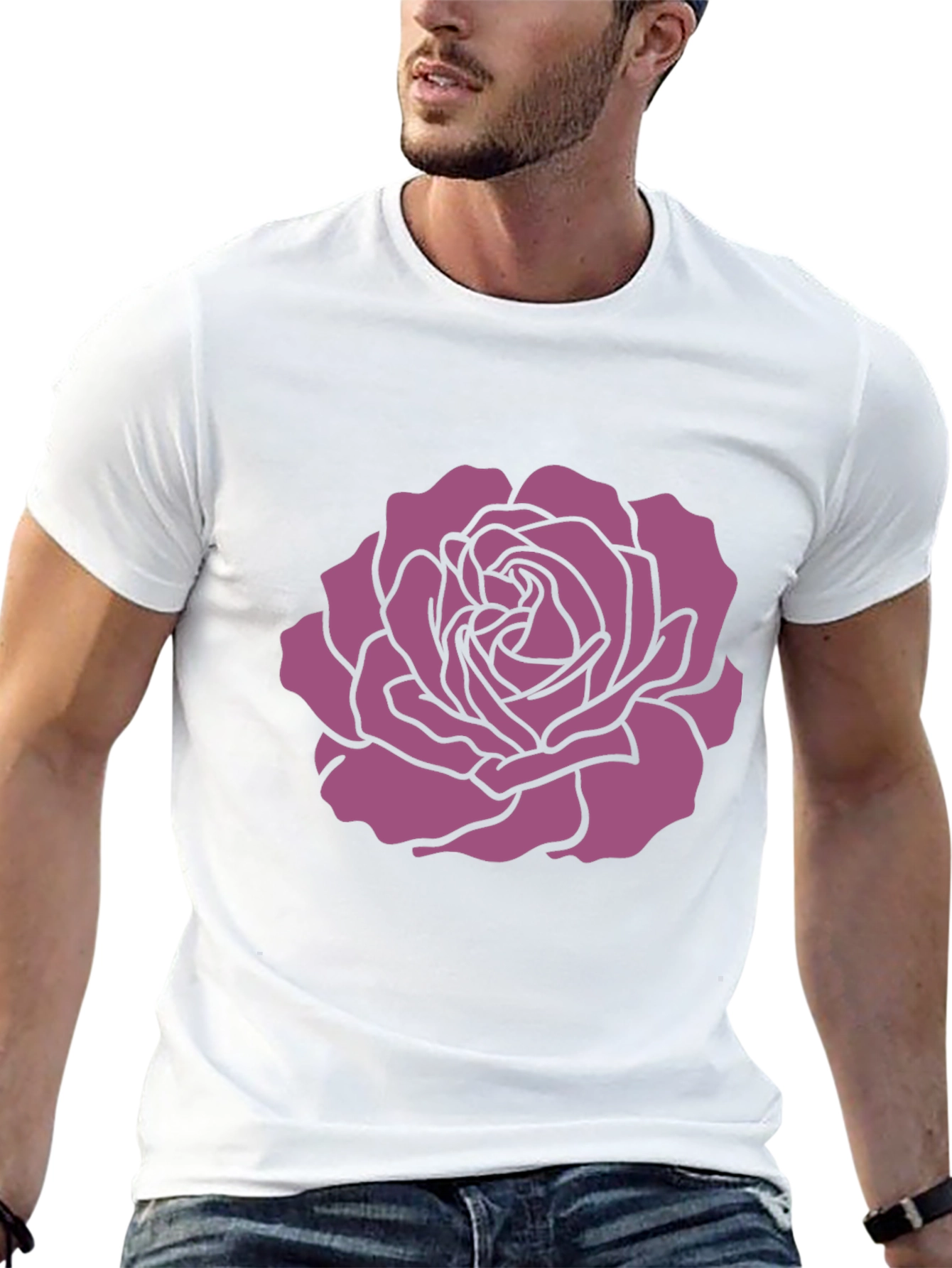 Rose Graphic Tee - Stylish Black T-Shirt