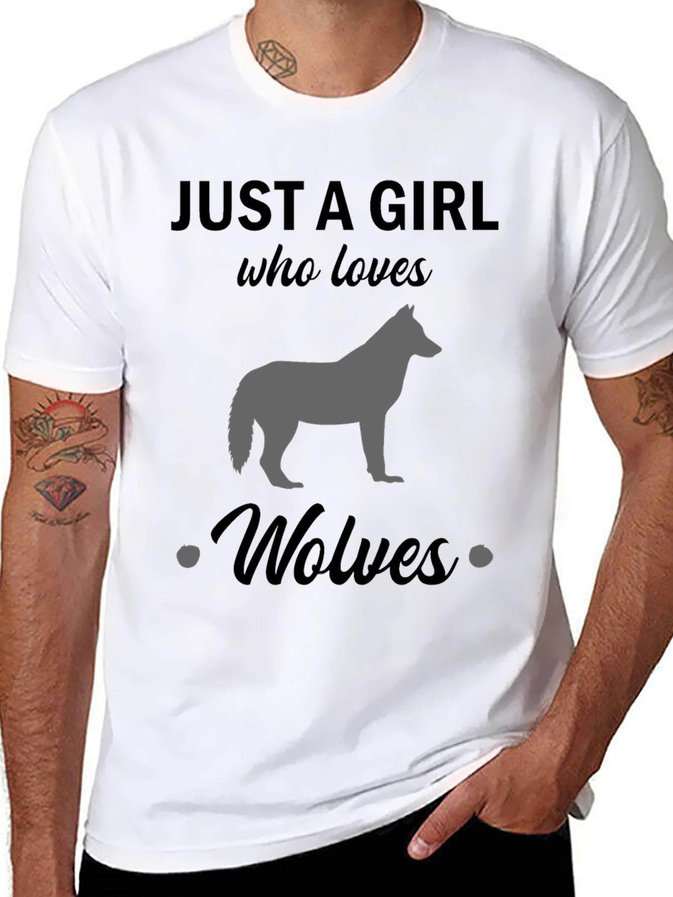 Just A Girl Who Loves Wolves Black T-Shirt