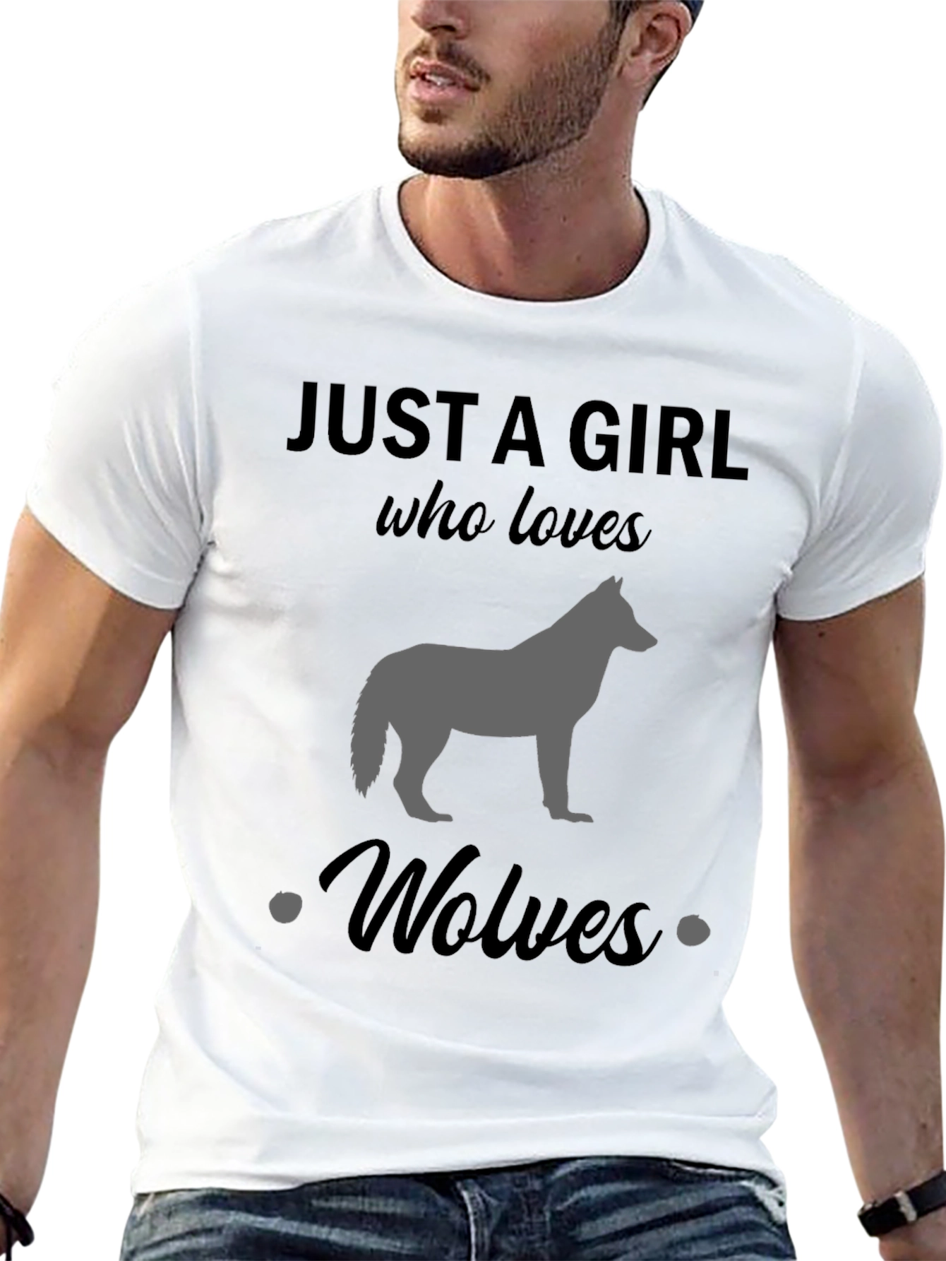 Just A Girl Who Loves Wolves Black T-Shirt