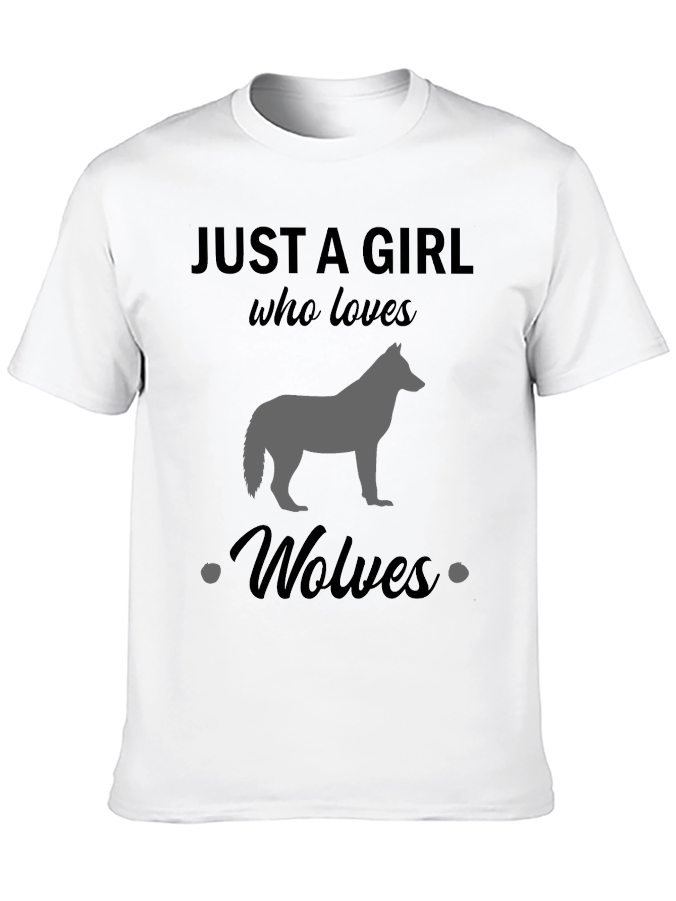 Just A Girl Who Loves Wolves Black T-Shirt