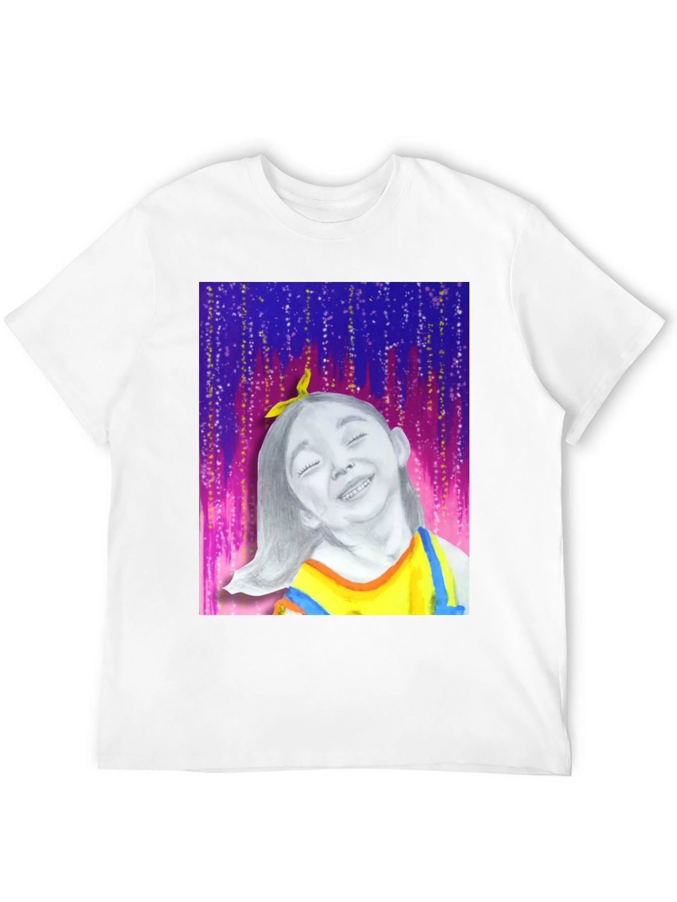 Unique Graphic Tee: Smiling Girl Portrait