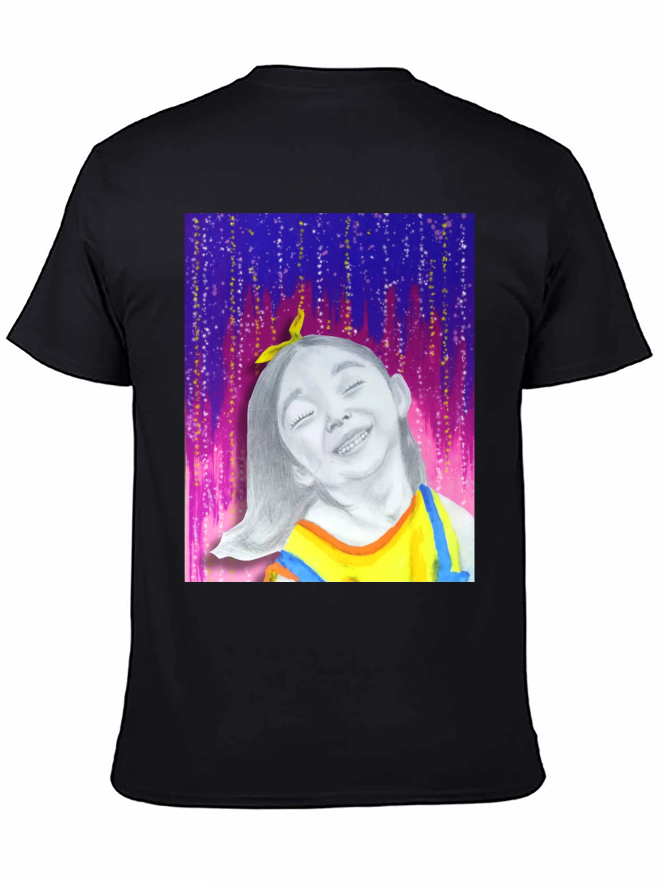 Unique Graphic Tee: Smiling Girl Portrait