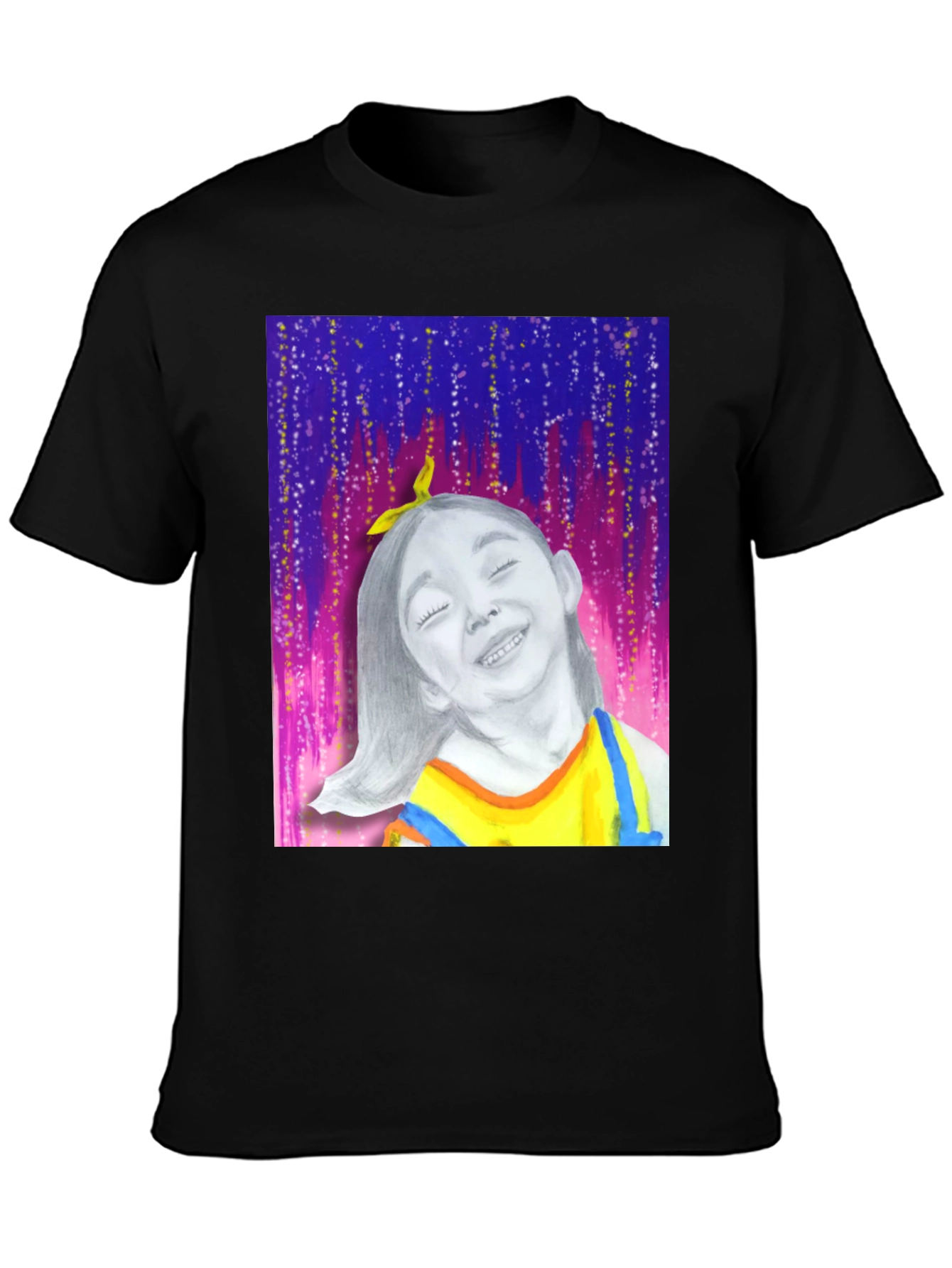Unique Graphic Tee: Smiling Girl Portrait
