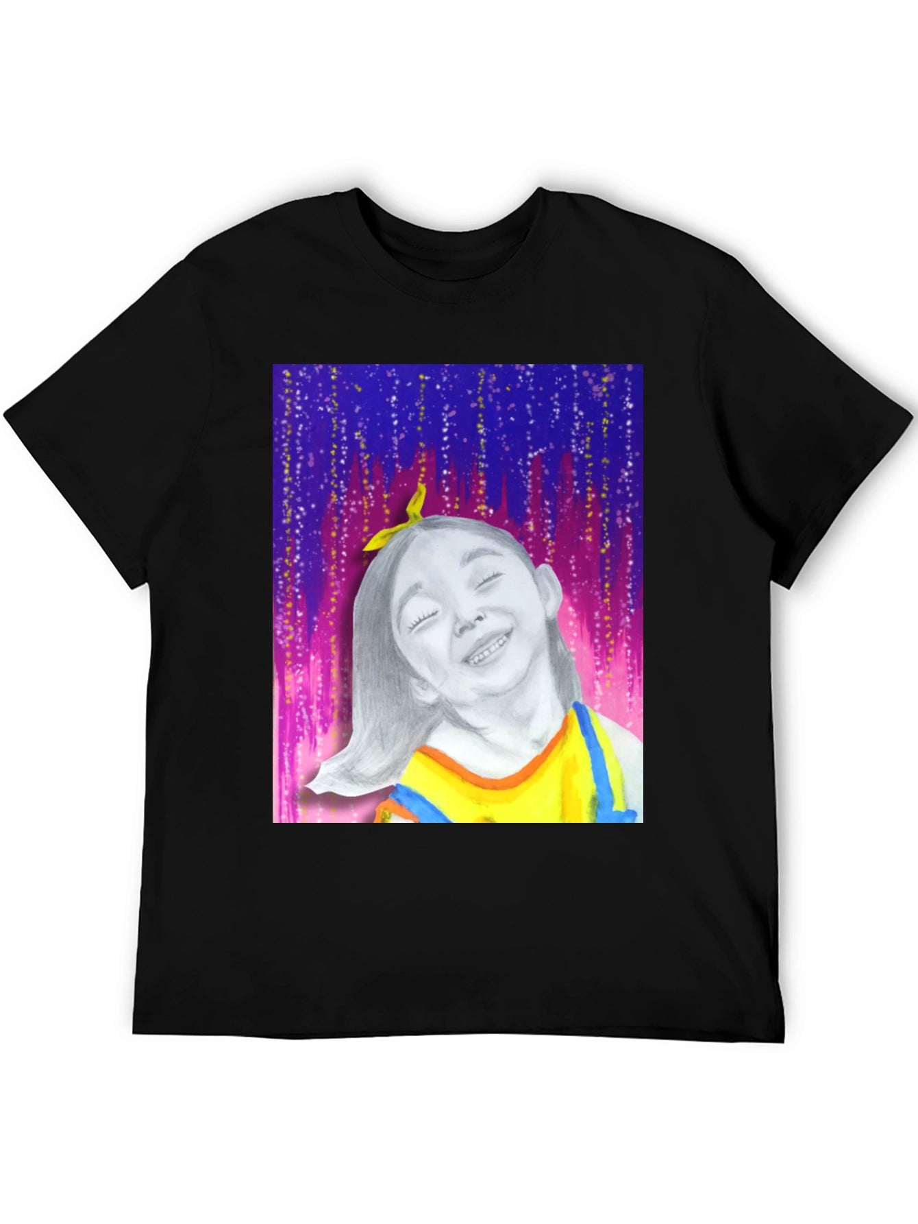Unique Graphic Tee: Smiling Girl Portrait
