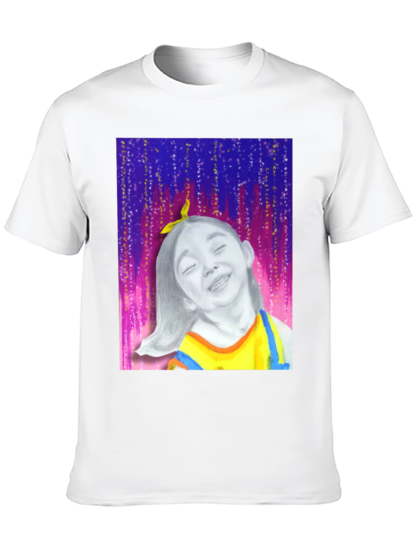 Unique Graphic Tee: Smiling Girl Portrait
