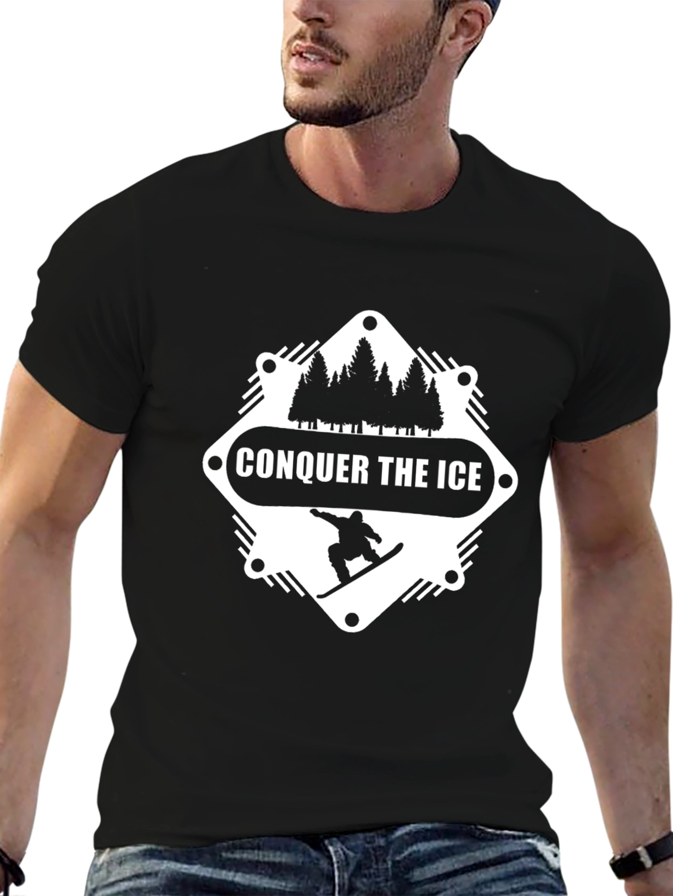 Conquer the Ice Graphic Tee - Snowboarder Shirt