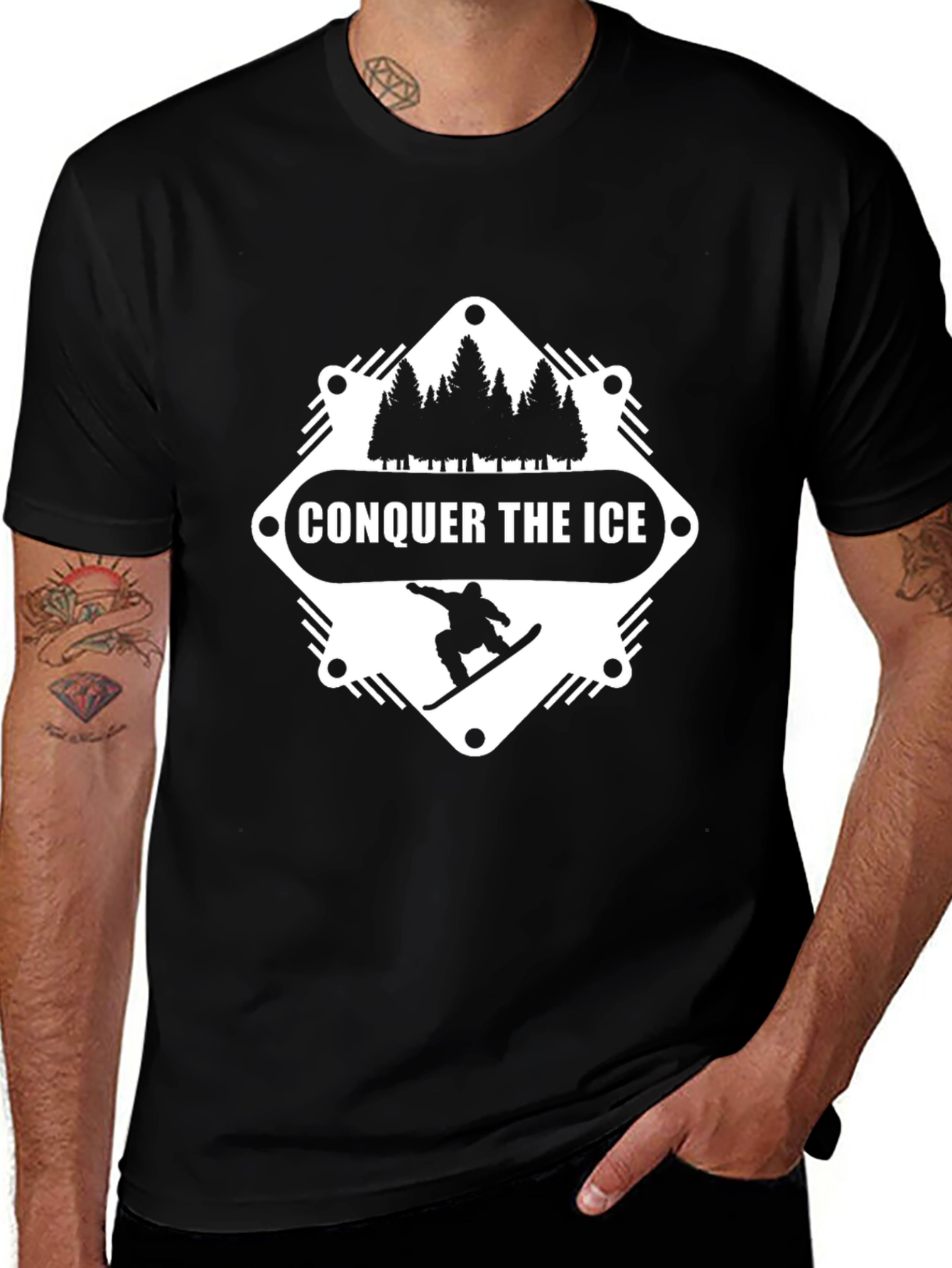 Conquer the Ice Graphic Tee - Snowboarder Shirt