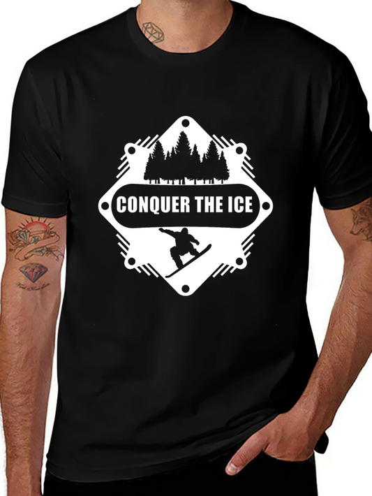 Conquer the Ice Graphic Tee - Snowboarder Shirt