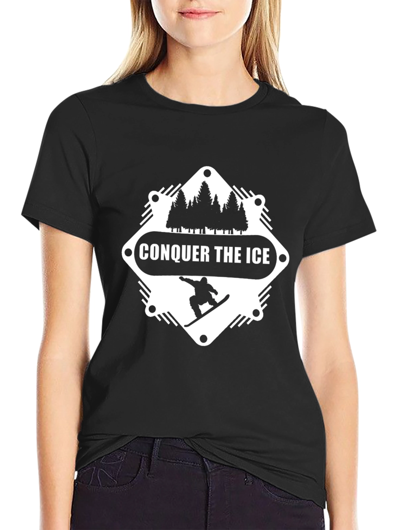 Conquer the Ice Graphic Tee - Snowboarder Shirt