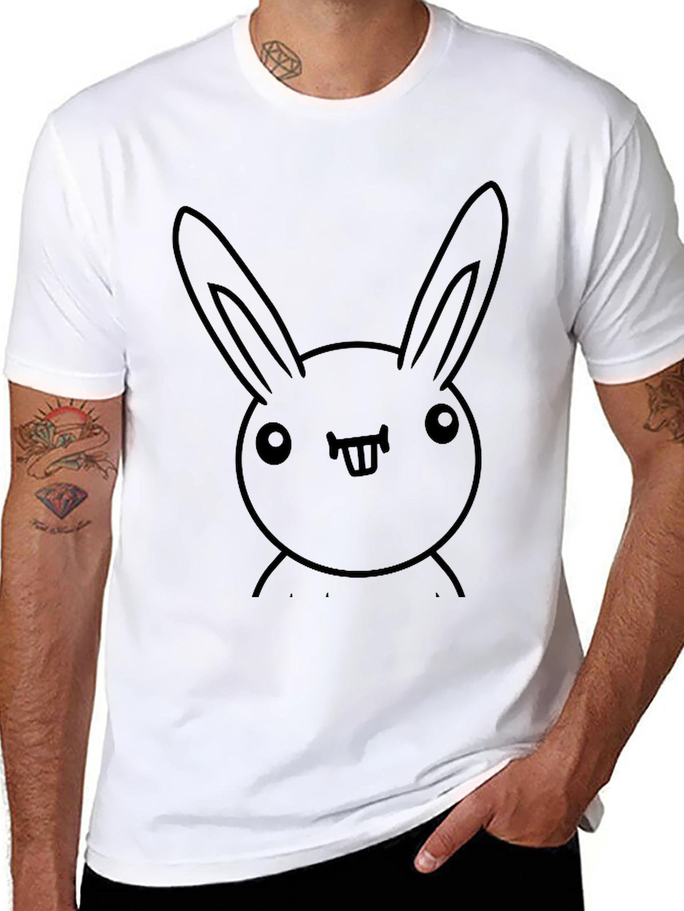 Funny Bunny Graphic Black T-Shirt