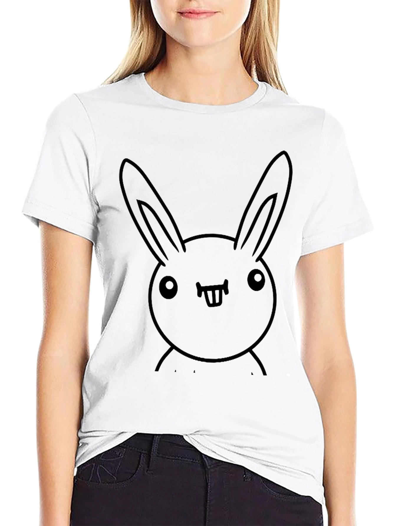Funny Bunny Graphic Black T-Shirt