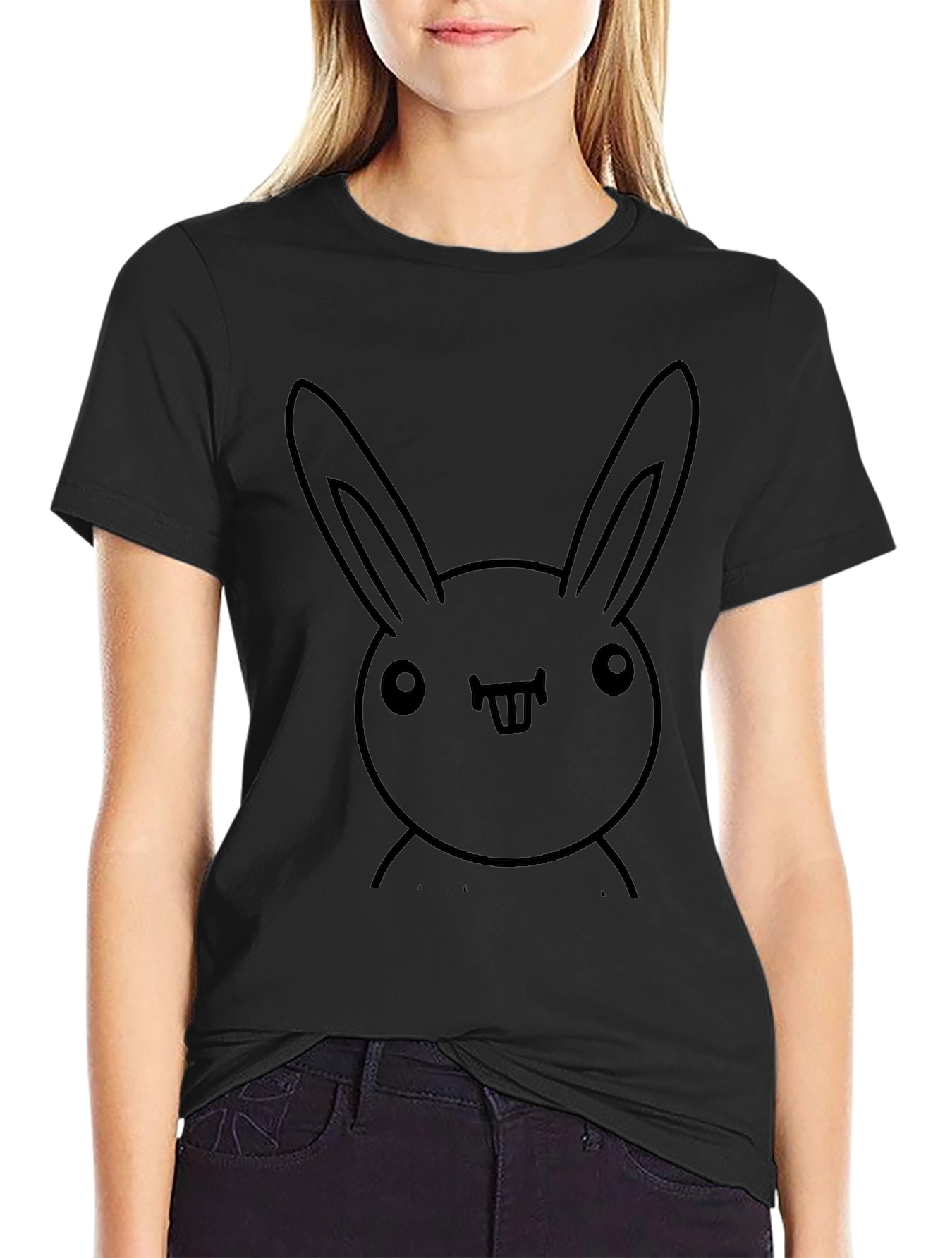 Funny Bunny Graphic Black T-Shirt