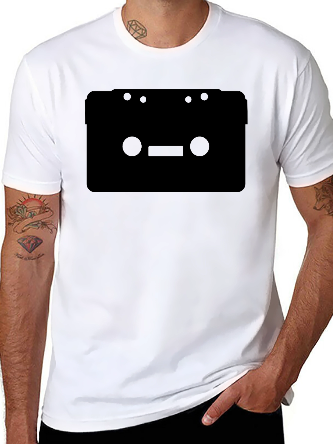 Retro Cassette Tape Graphic Tee - Black