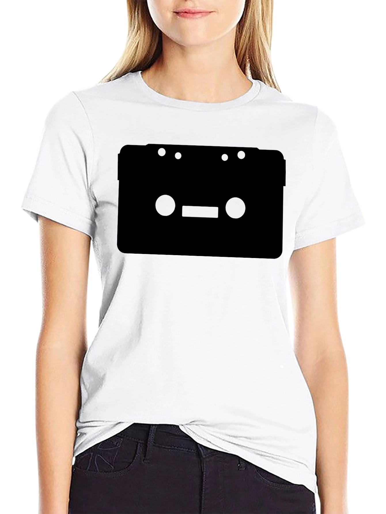 Retro Cassette Tape Graphic Tee - Black
