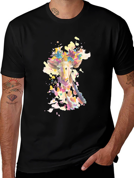 Giraffe Floral Watercolor Graphic Tee
