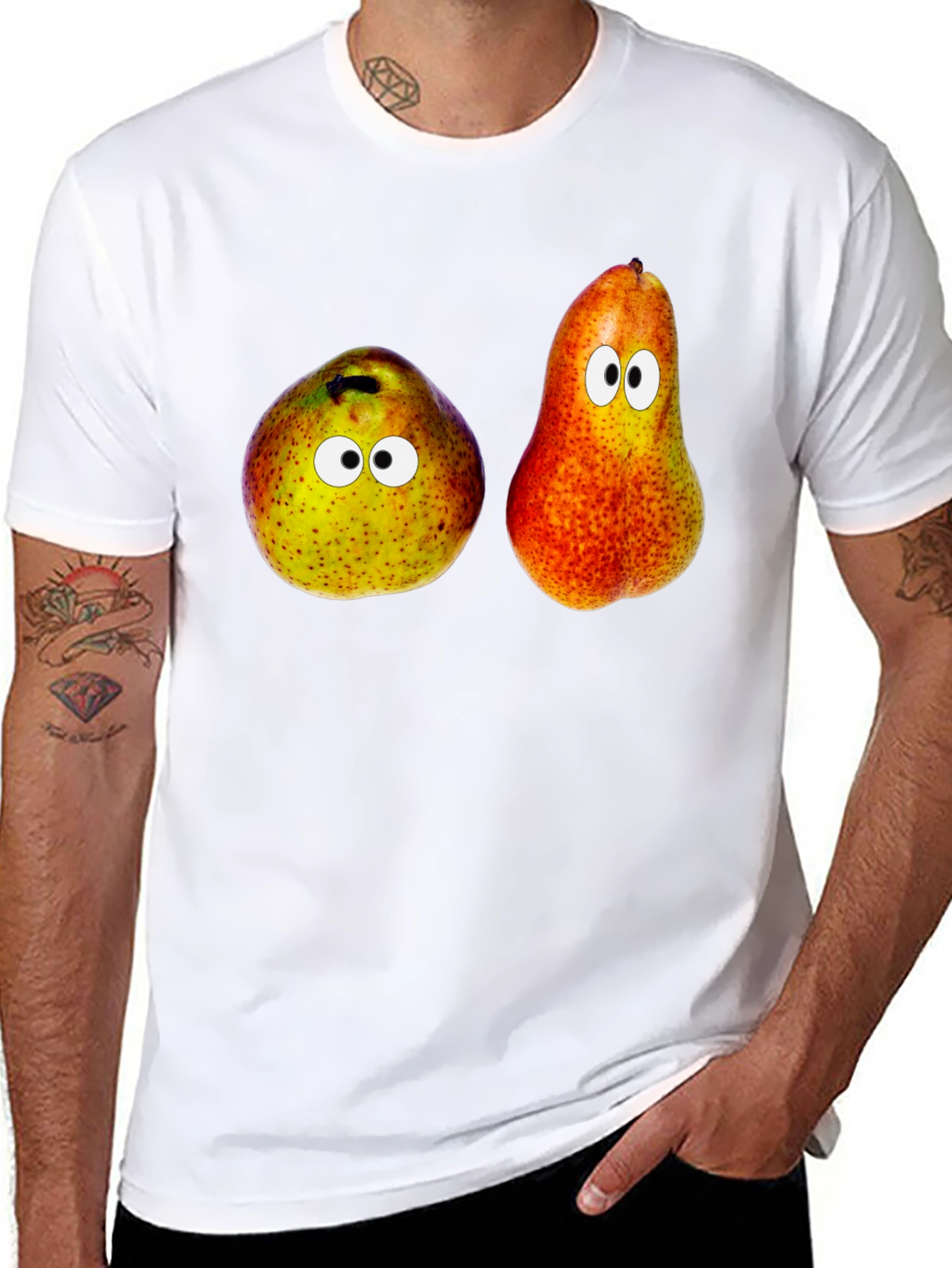 Funny Pear Googly Eyes Graphic Tee - Unisex