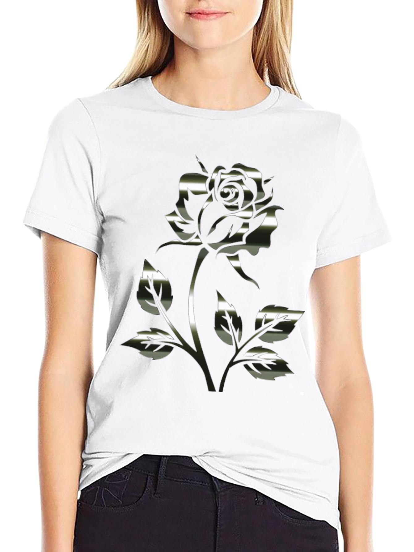 Chrome Rose Graphic Black T-Shirt