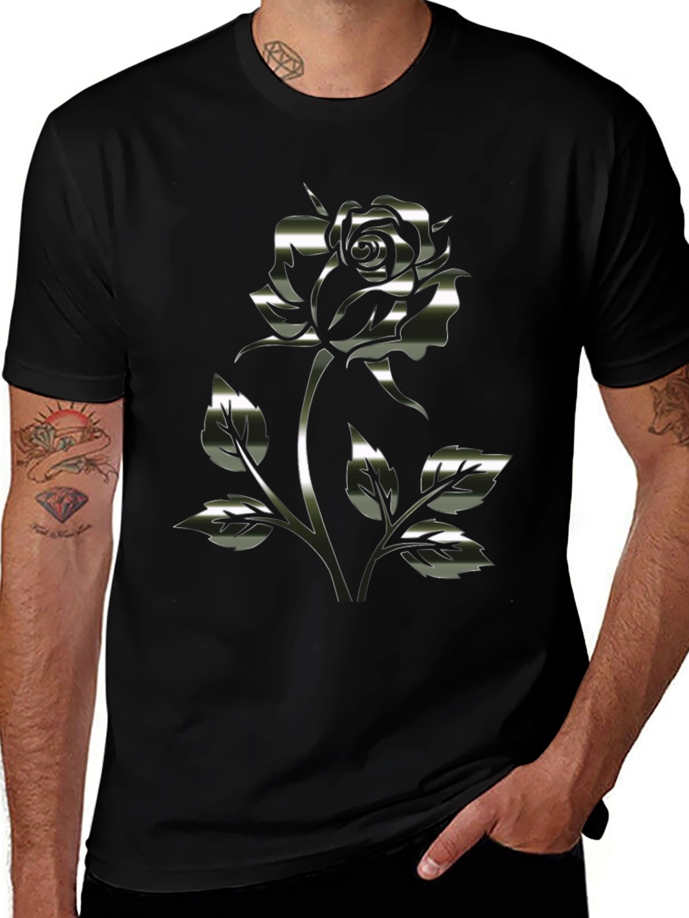 Chrome Rose Graphic Black T-Shirt