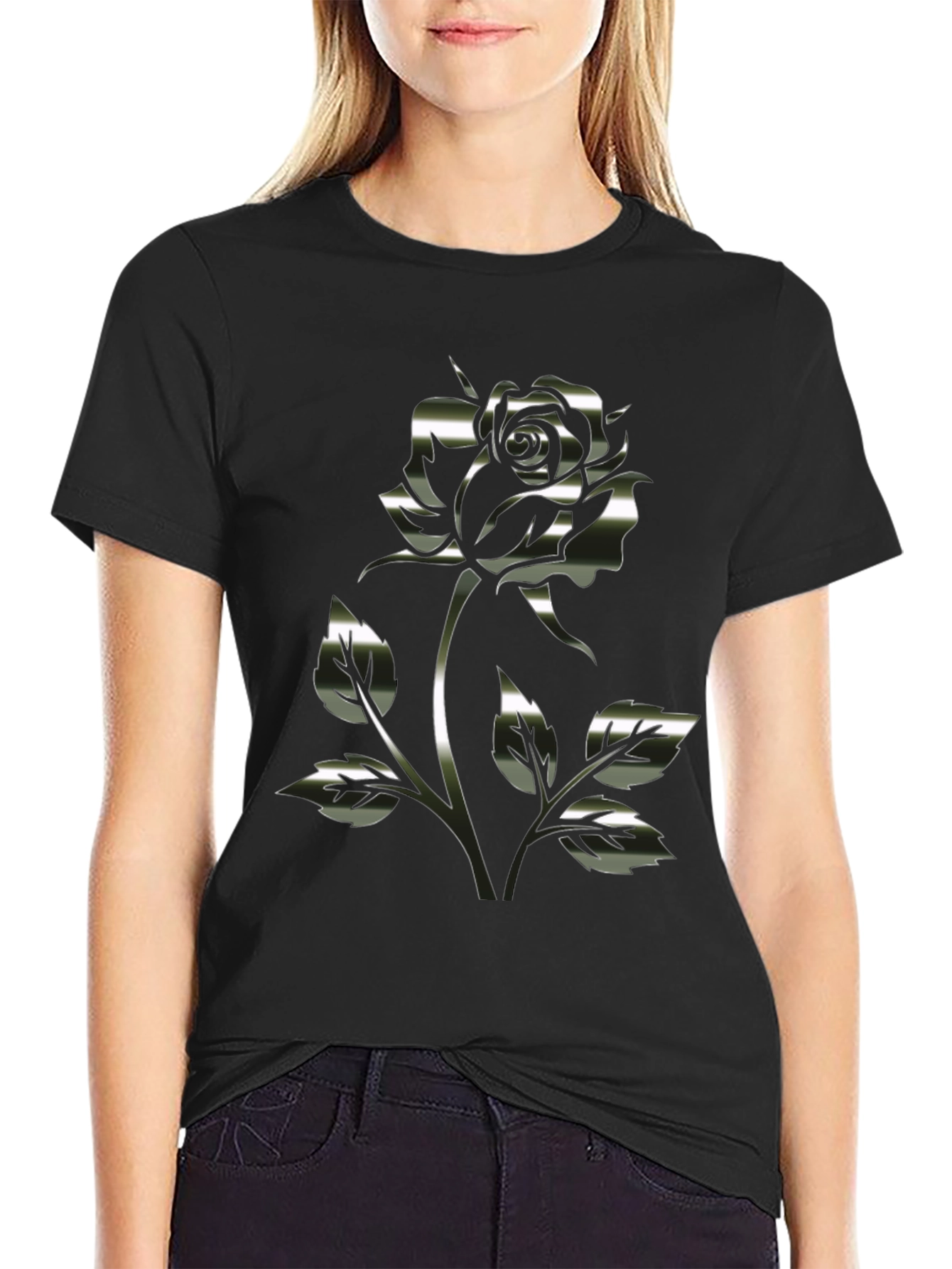 Chrome Rose Graphic Black T-Shirt