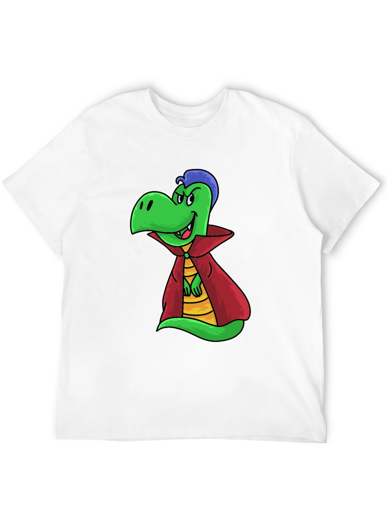 Cartoon Vampire Dinosaur Black T-Shirt