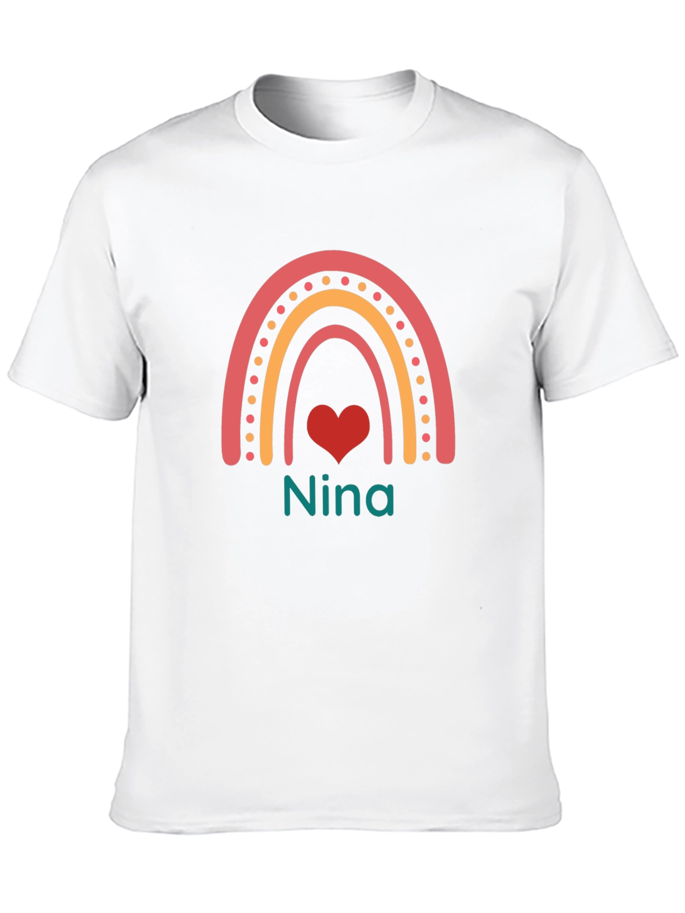 Personalized Nina Rainbow Heart T-Shirt