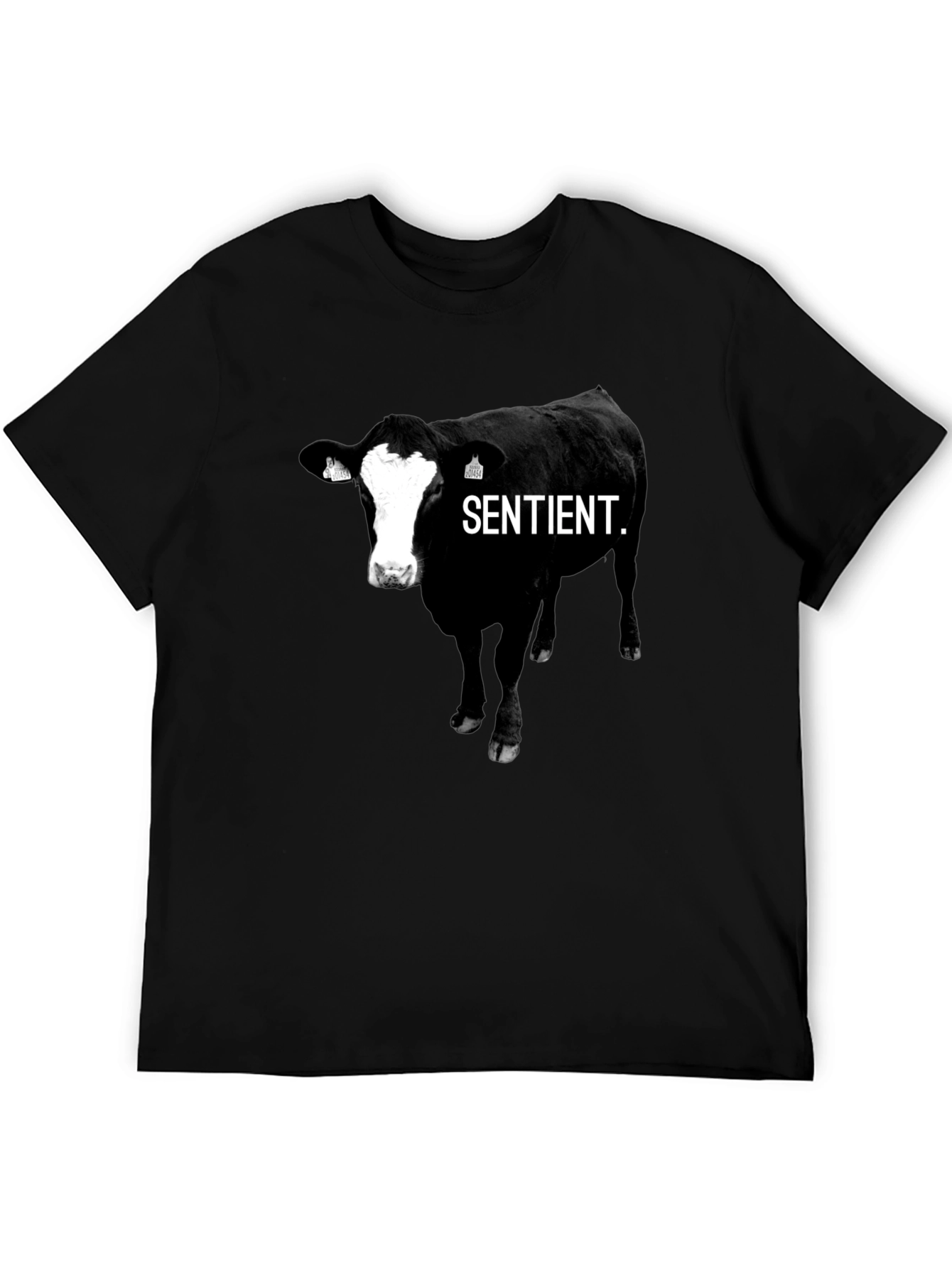Sentient Cow Graphic Tee - Unisex Black T-Shirt