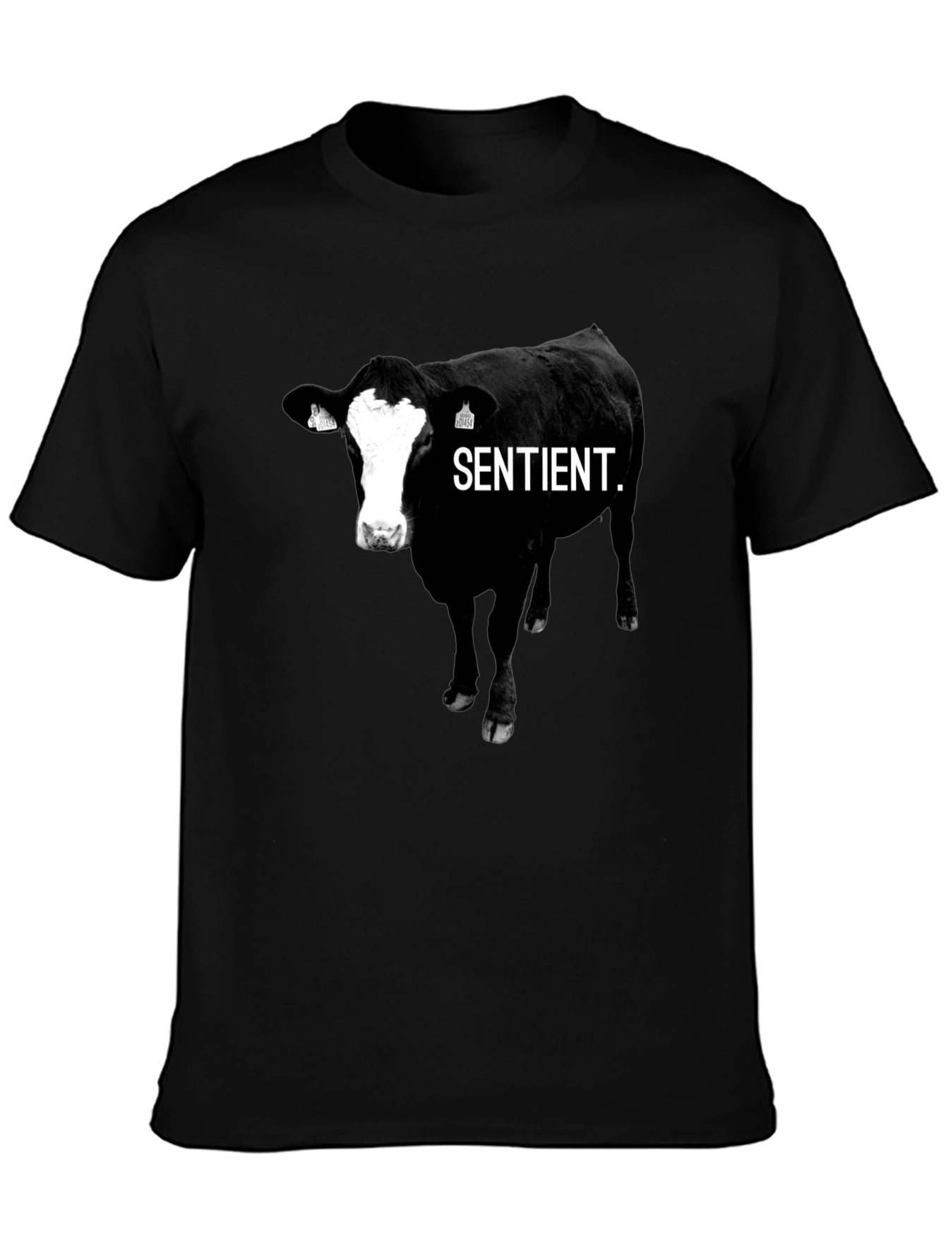 Sentient Cow Graphic Tee - Unisex Black T-Shirt