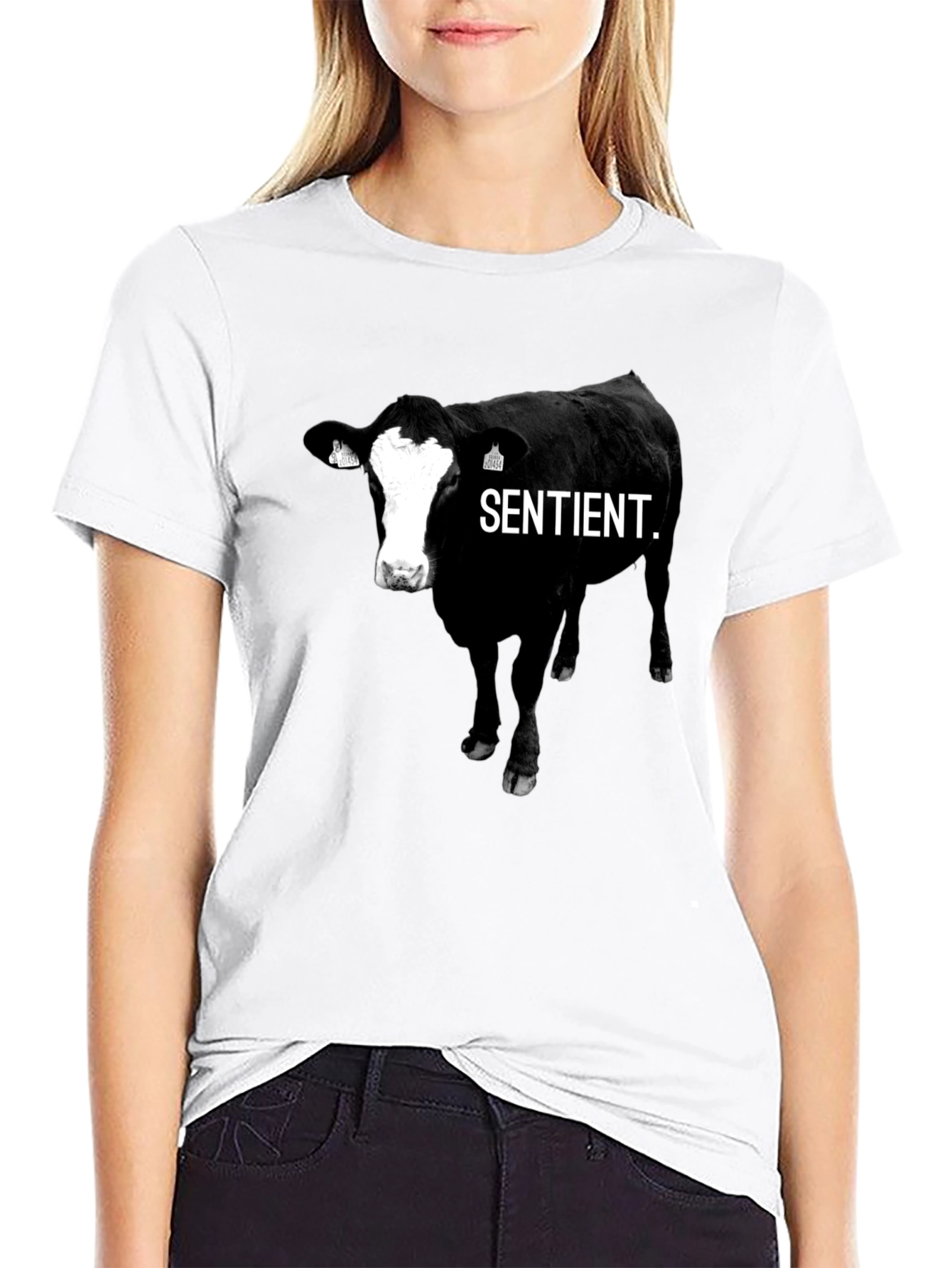 Sentient Cow Graphic Tee - Unisex Black T-Shirt