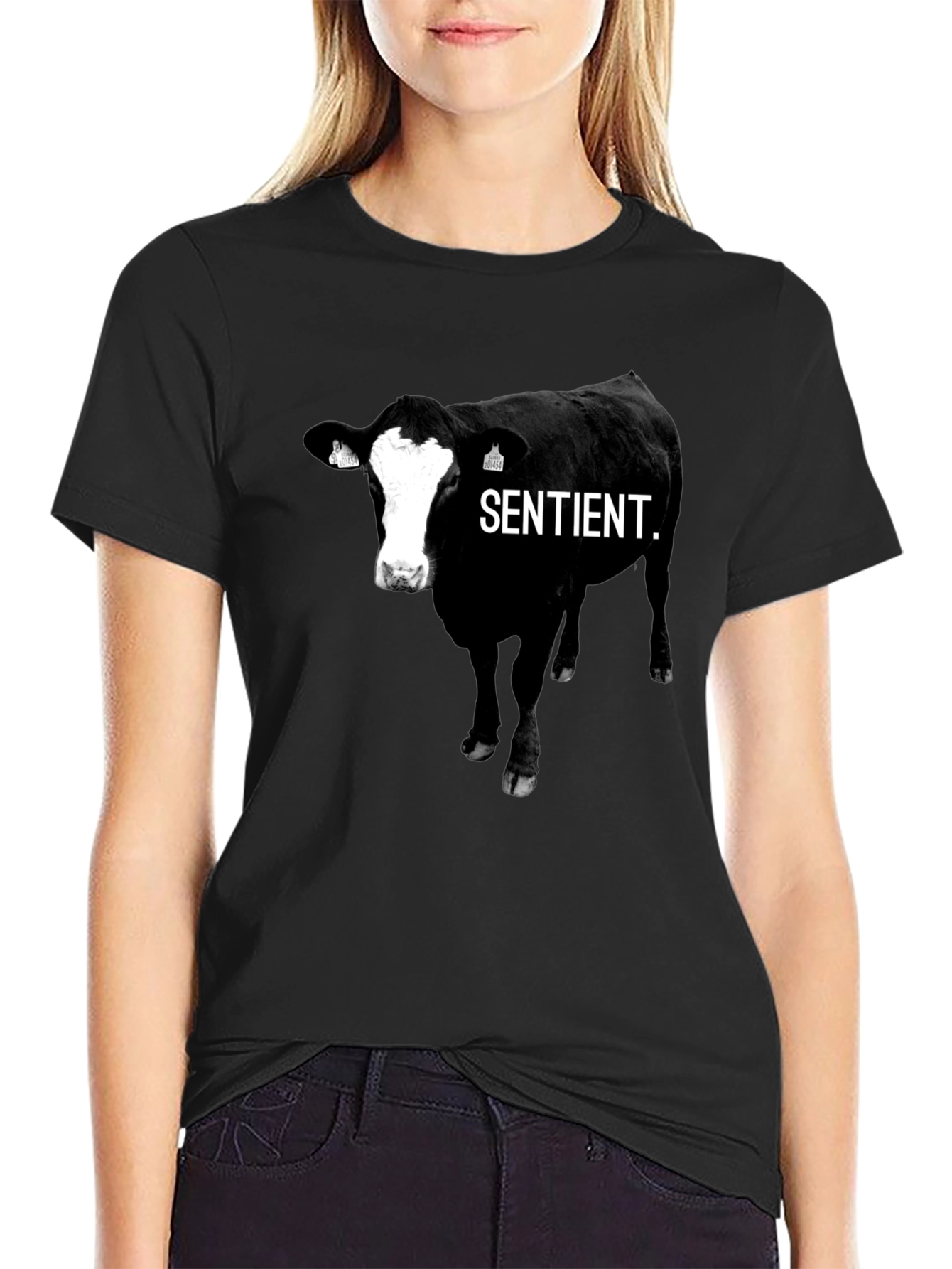 Sentient Cow Graphic Tee - Unisex Black T-Shirt