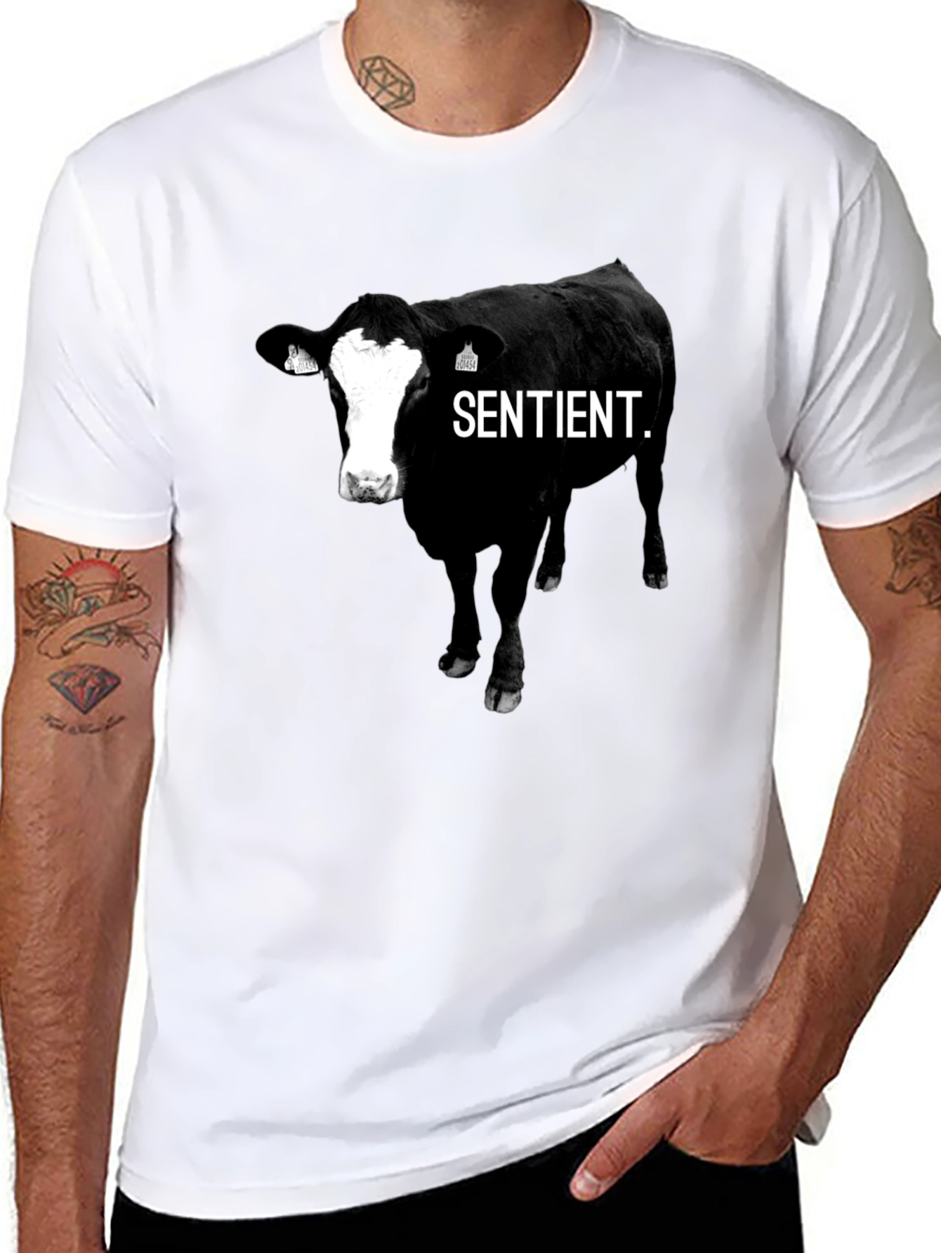 Sentient Cow Graphic Tee - Unisex Black T-Shirt