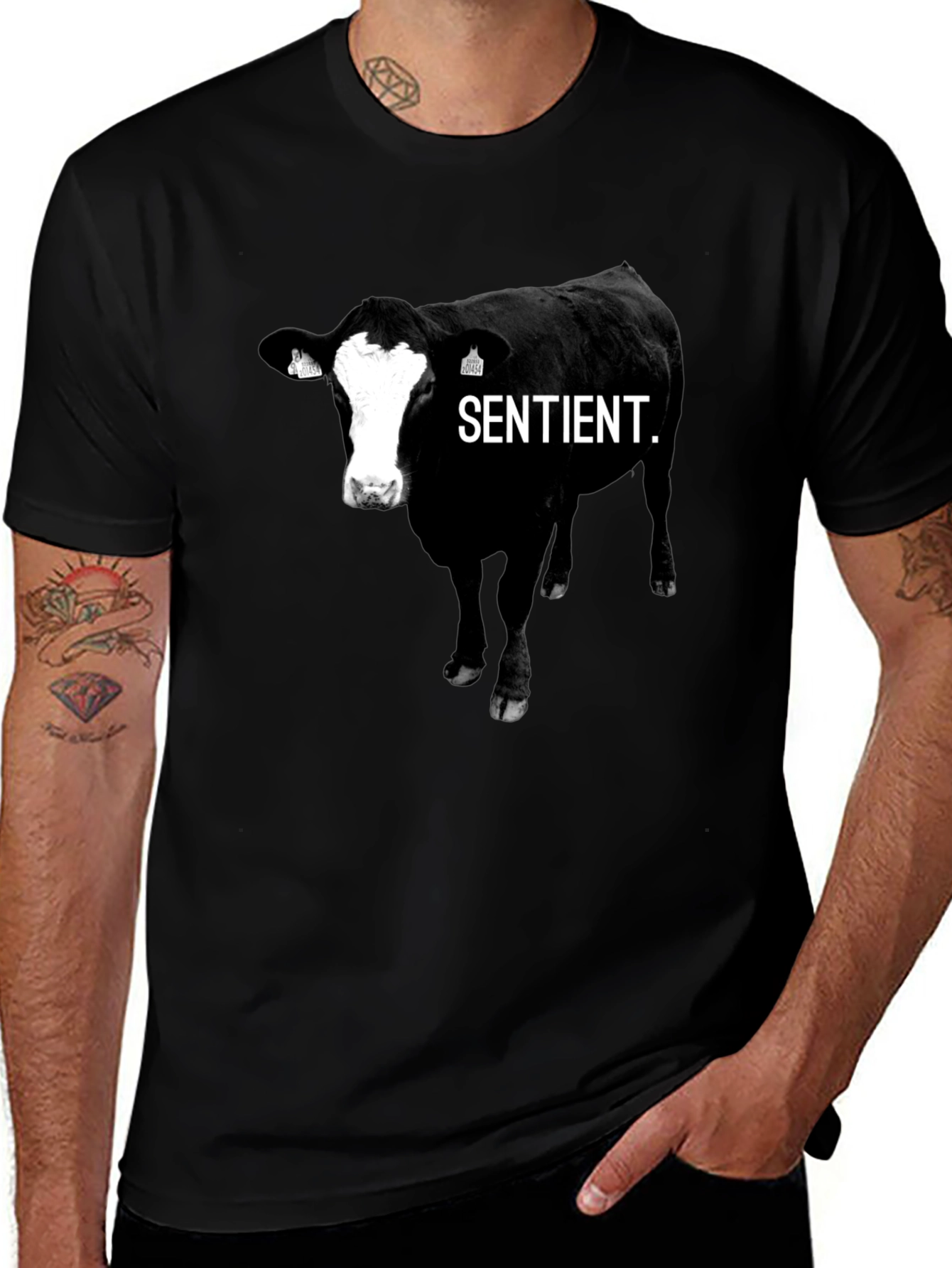 Sentient Cow Graphic Tee - Unisex Black T-Shirt