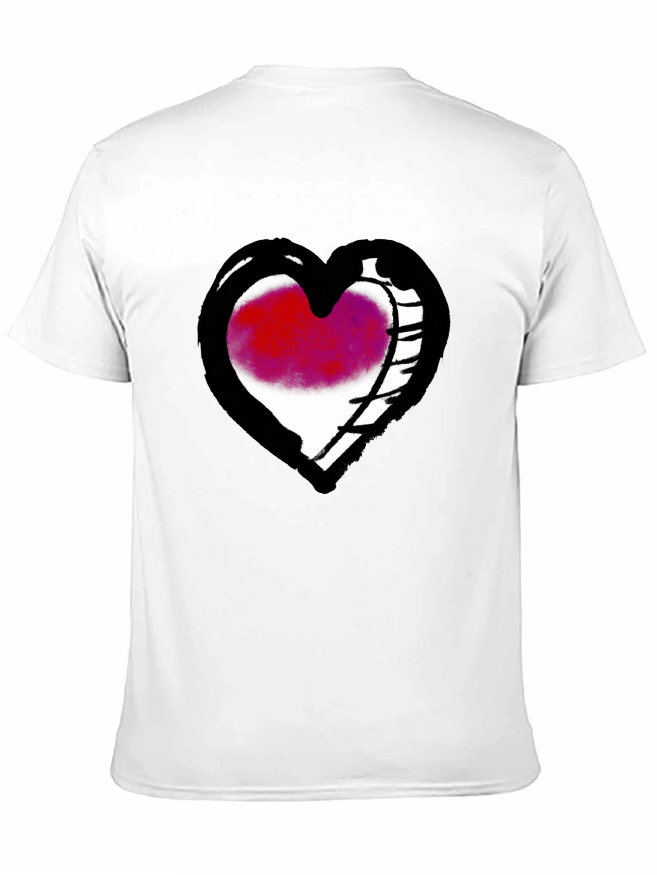 Heart Sketch Graphic Tee - Casual Black T-Shirt