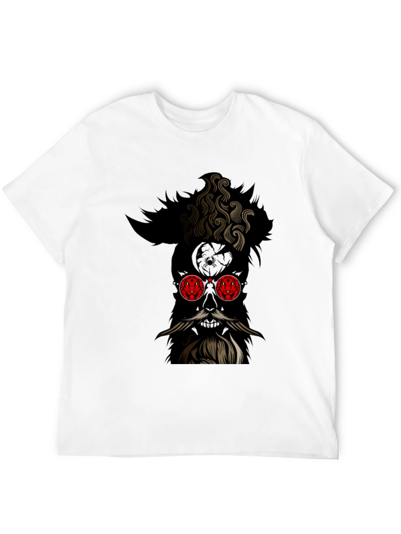 Skull with Beard Graphic Black T-Shirt