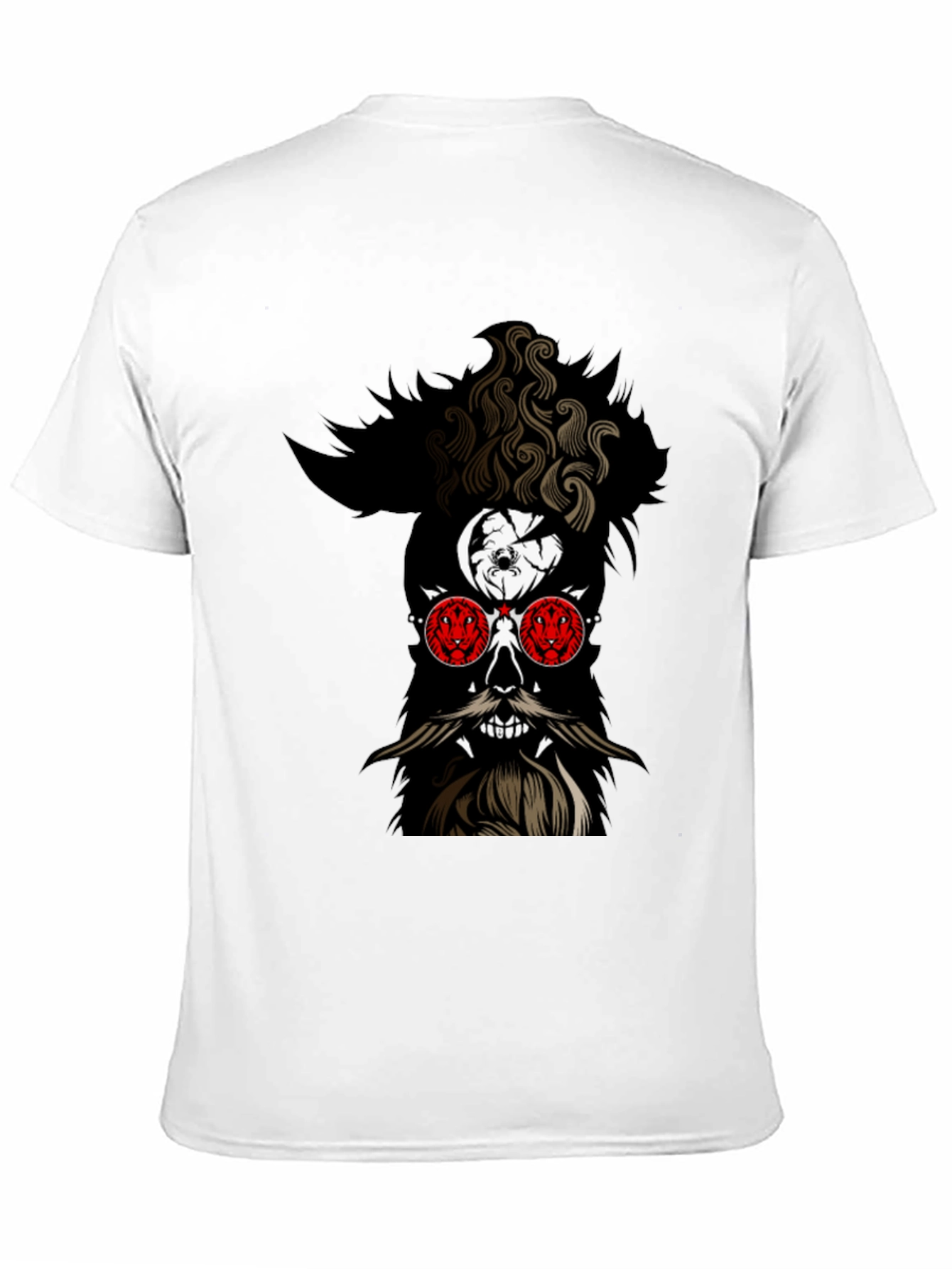 Skull with Beard Graphic Black T-Shirt