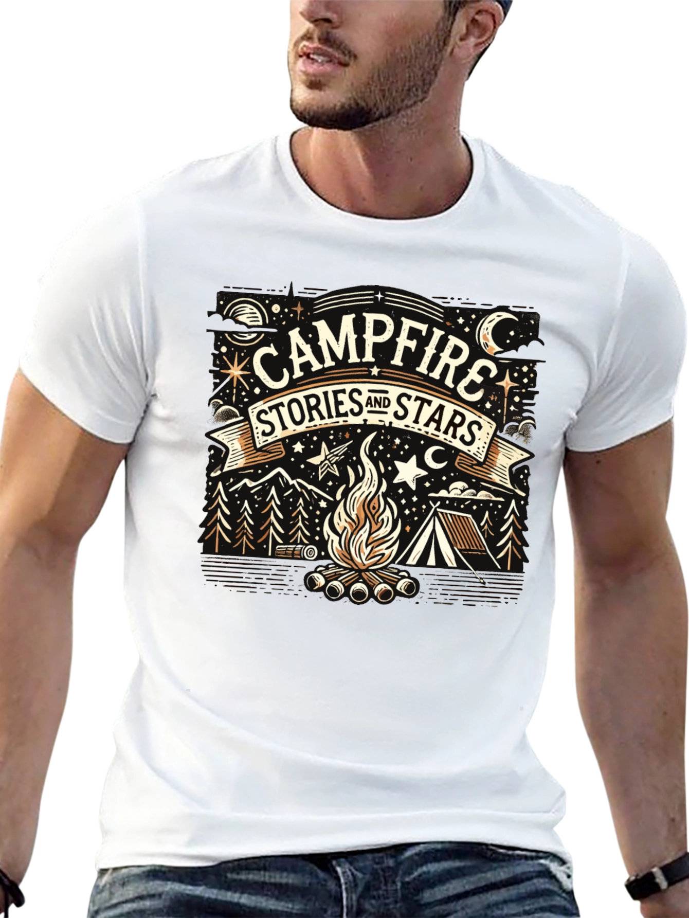 Campfire Stories and Stars Graphic Tee