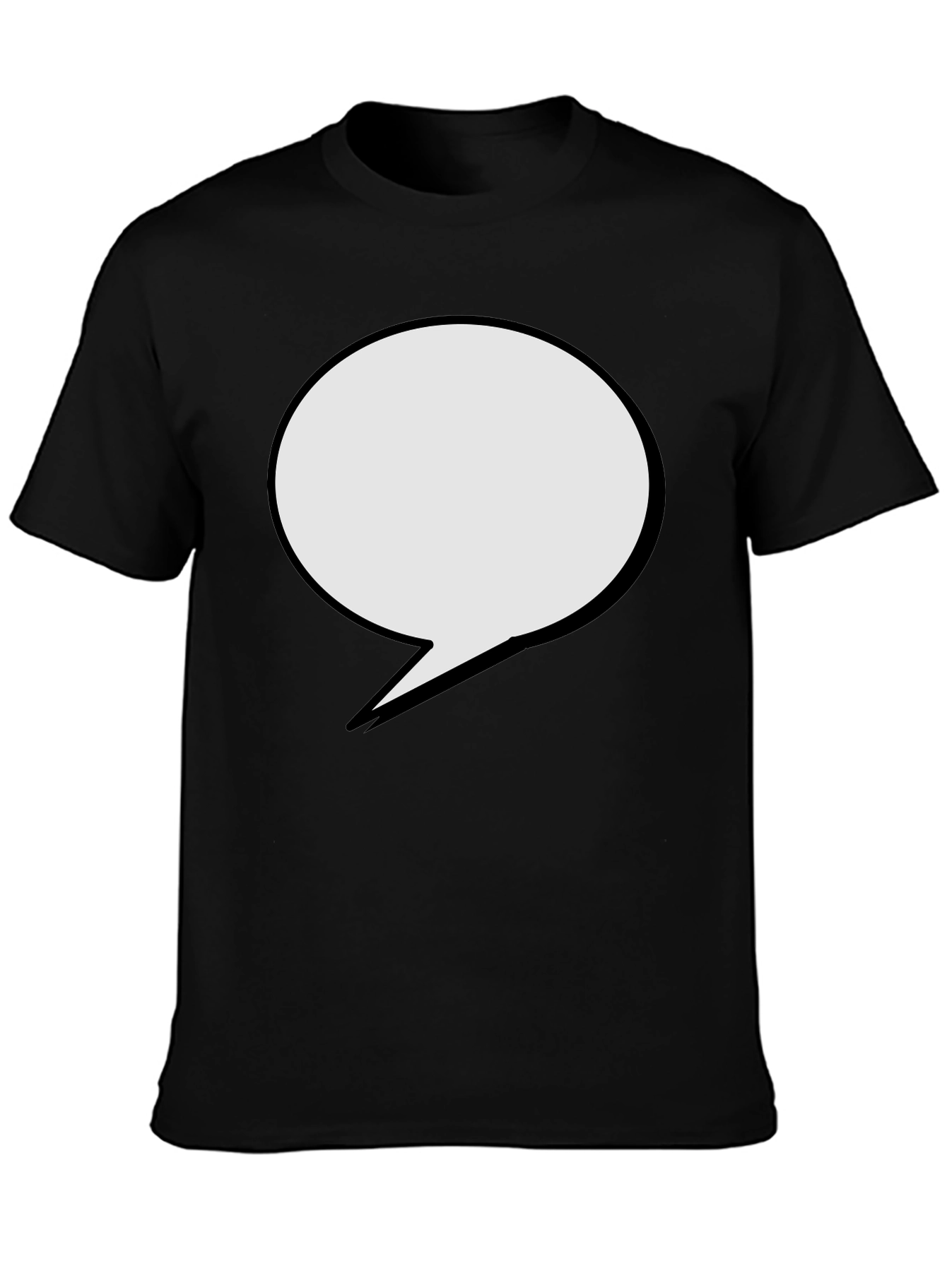 Black T-Shirt with Speech Bubble Graphic
