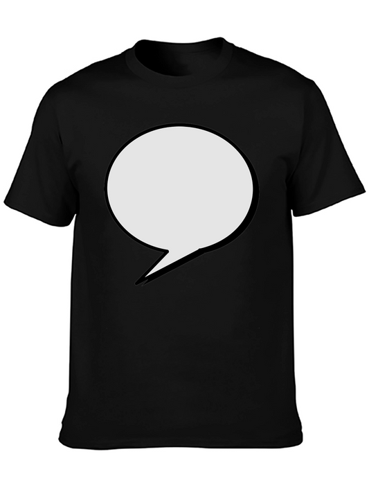 Black T-Shirt with Speech Bubble Graphic